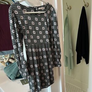 Patterned Black and White Dress